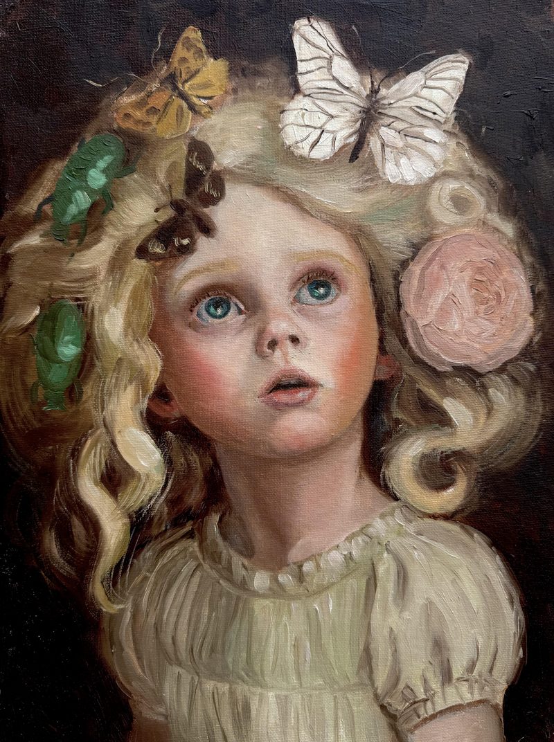 Flora I, portret dziewczynki, olej, z cyklu The Quiet Girls