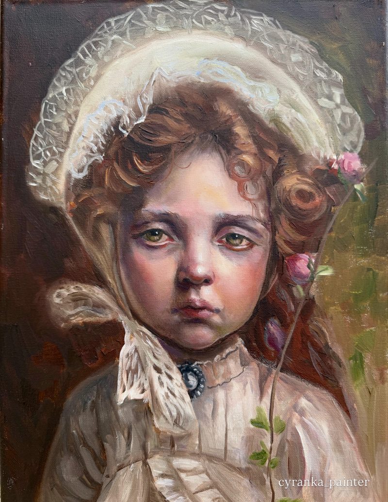 Rosalia, portret dziewczynki, olej, z cyklu The Quiet Girls